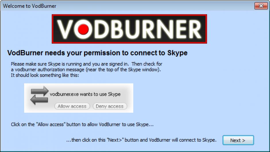 VodBurner main screen