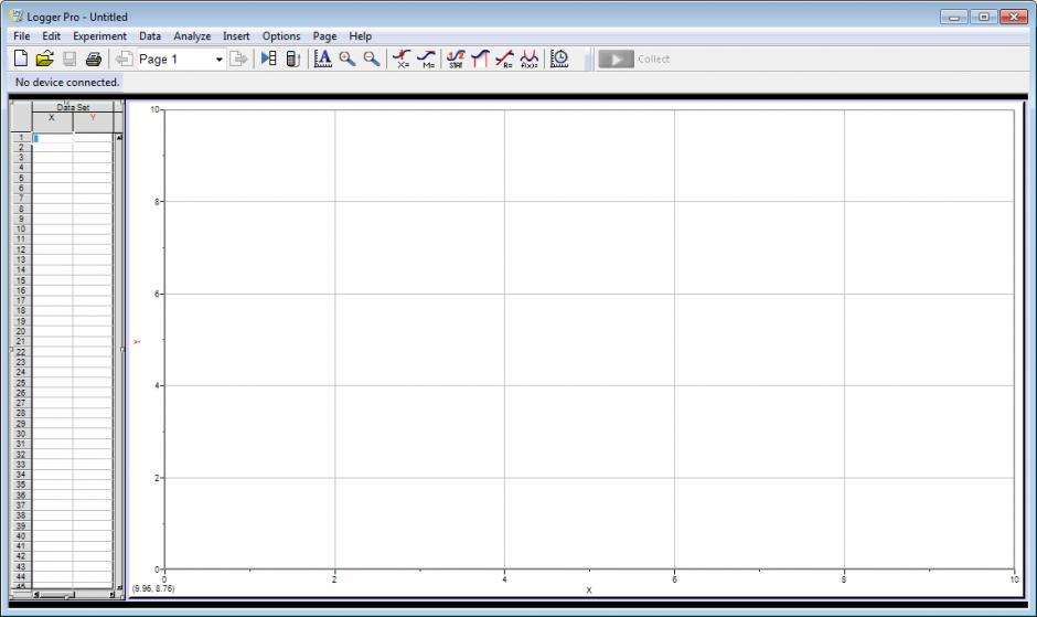 Logger Pro Demo main screen