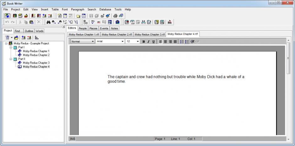 Book Writer main screen