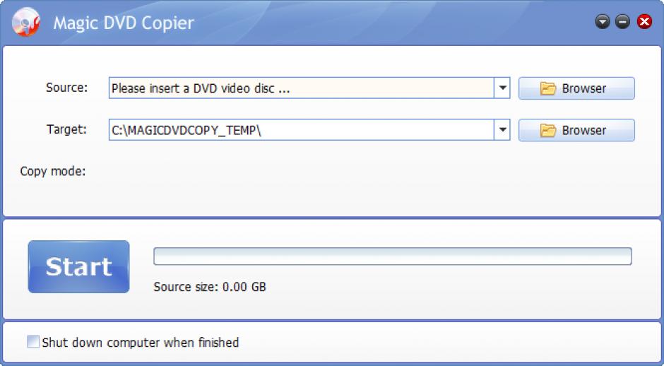 Magic DVD Copier main screen
