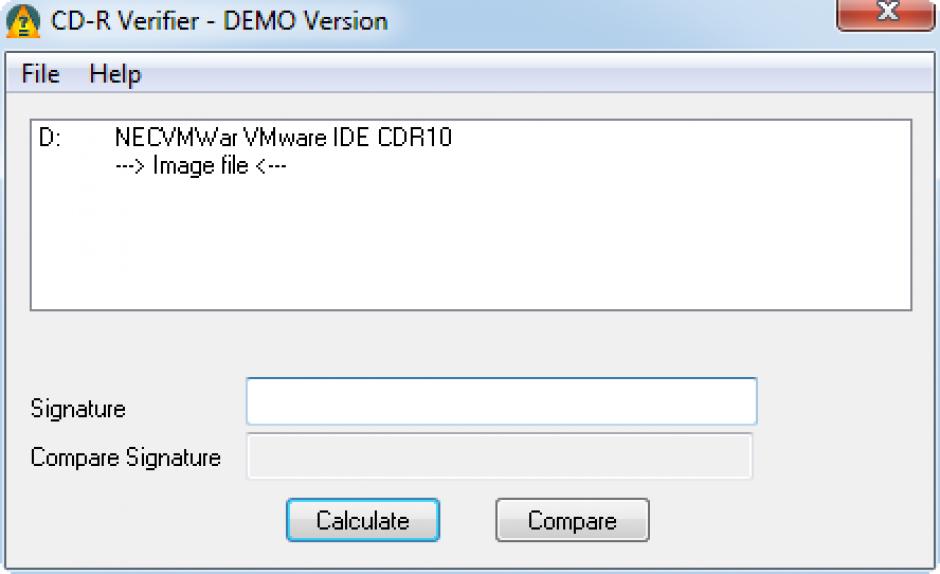 CD-R Verifier main screen