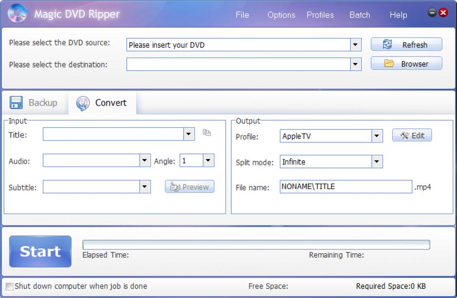 Magic DVD Ripper main screen