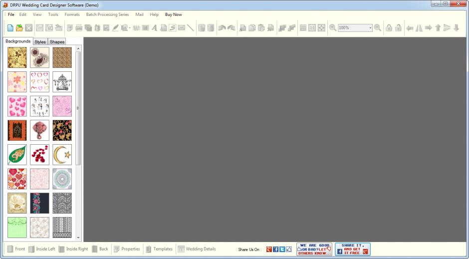 DRPU Wedding Cards Designer main screen