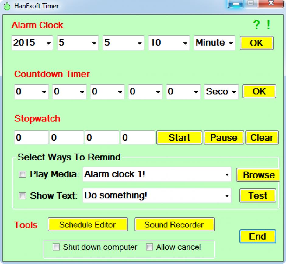 screenshot of program