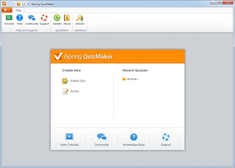 iSpring QuizMaker main screen