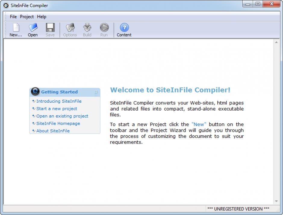 SiteInFile Compiler main screen