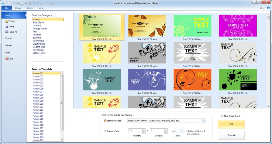 SmartsysSoft Business Card Maker main screen