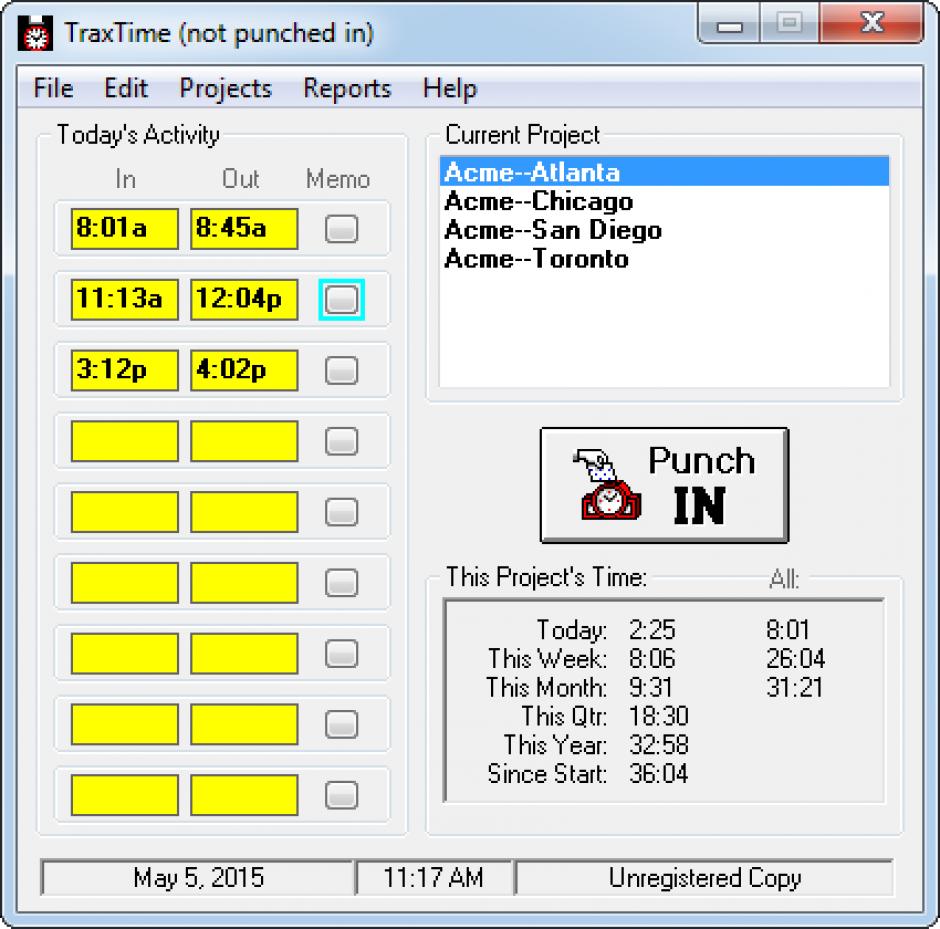 screenshot of program