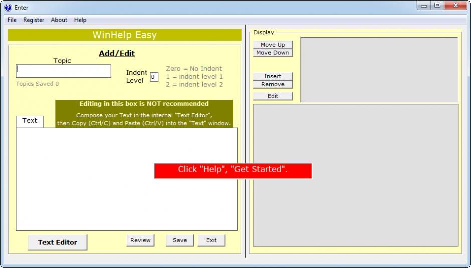 WinHelp Easy main screen