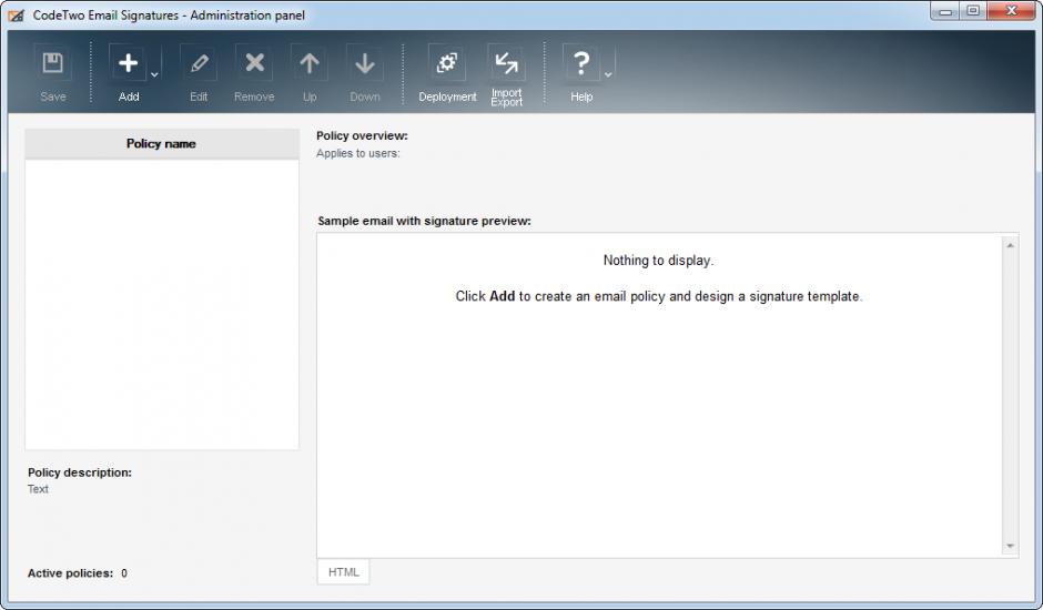 CodeTwo Email Signatures main screen