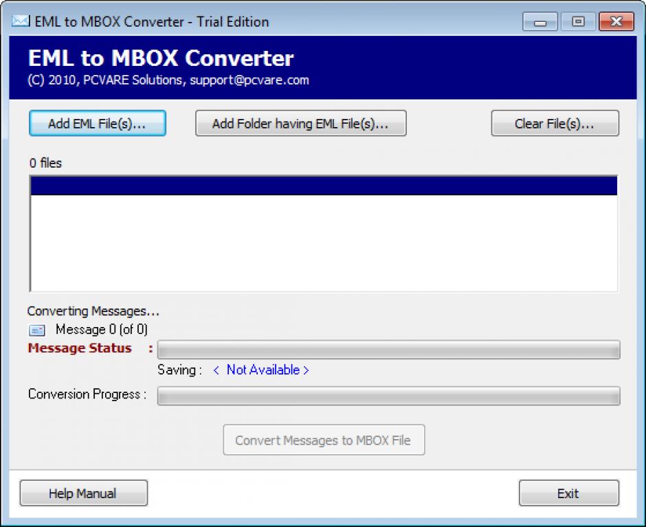 EML to MBOX Conveter main screen