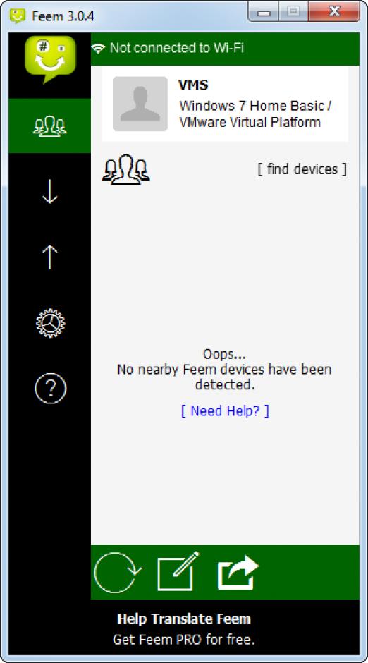 Feem main screen