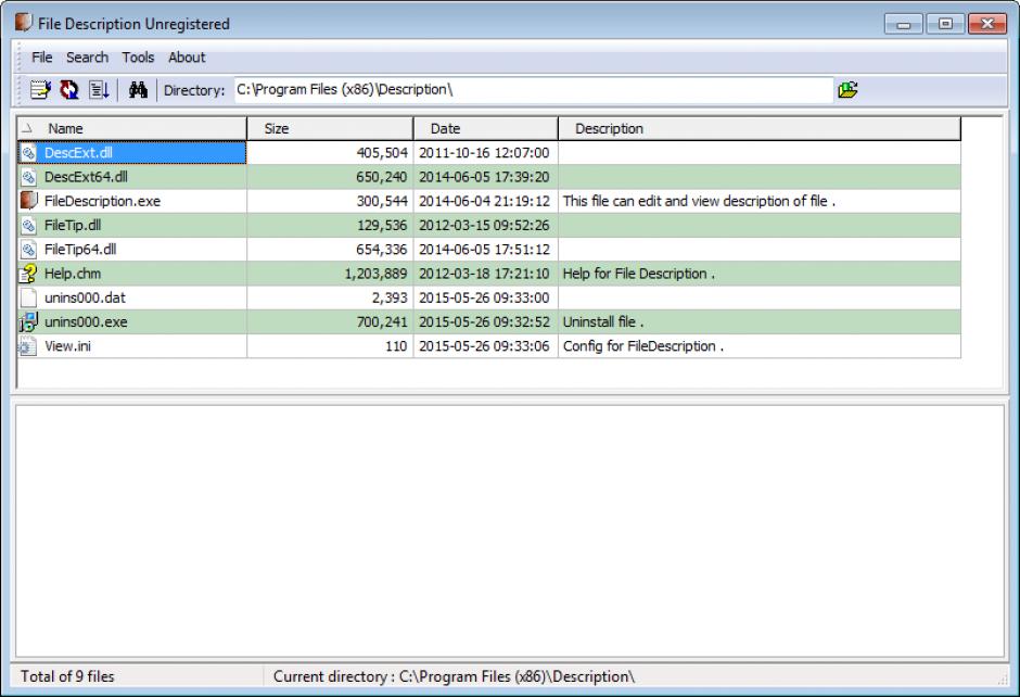 screenshot of program