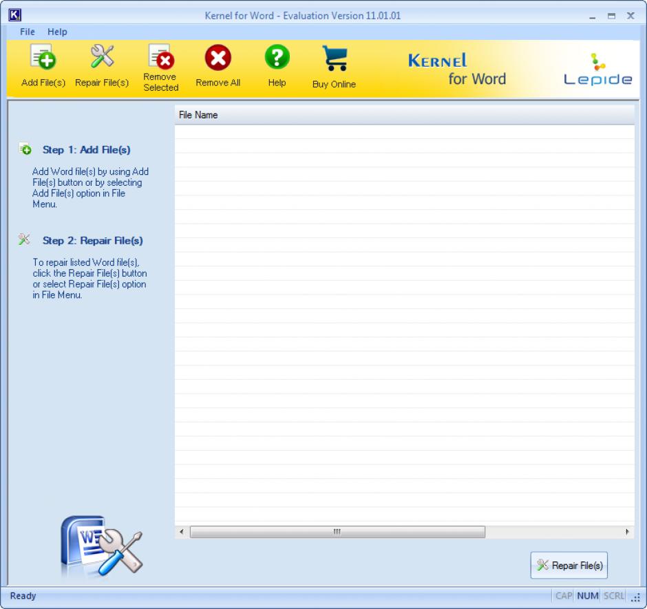 screenshot of program