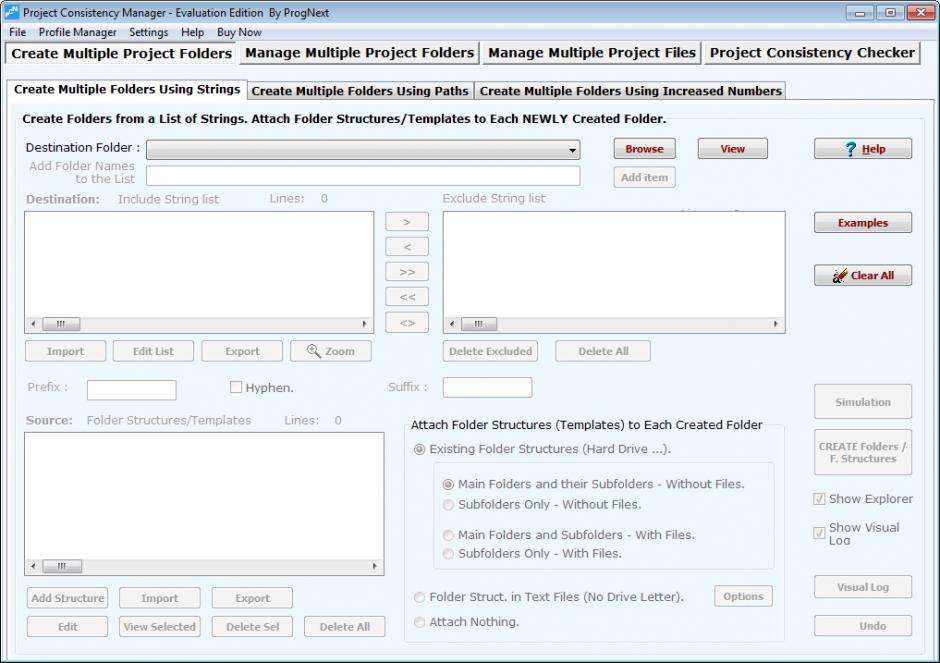 Project Consistency Manager main screen