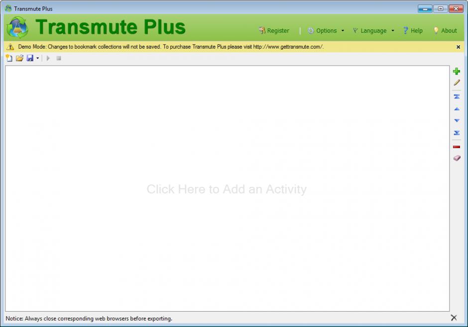 Transmute Plus main screen