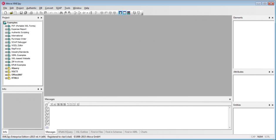 Altova XMLSpy 2015 Enterprise Edition main screen
