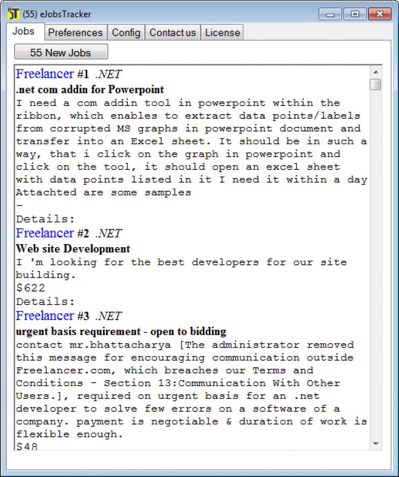 screenshot of program