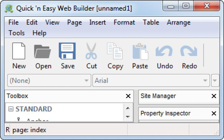 Quick 'n Easy Web Builder main screen