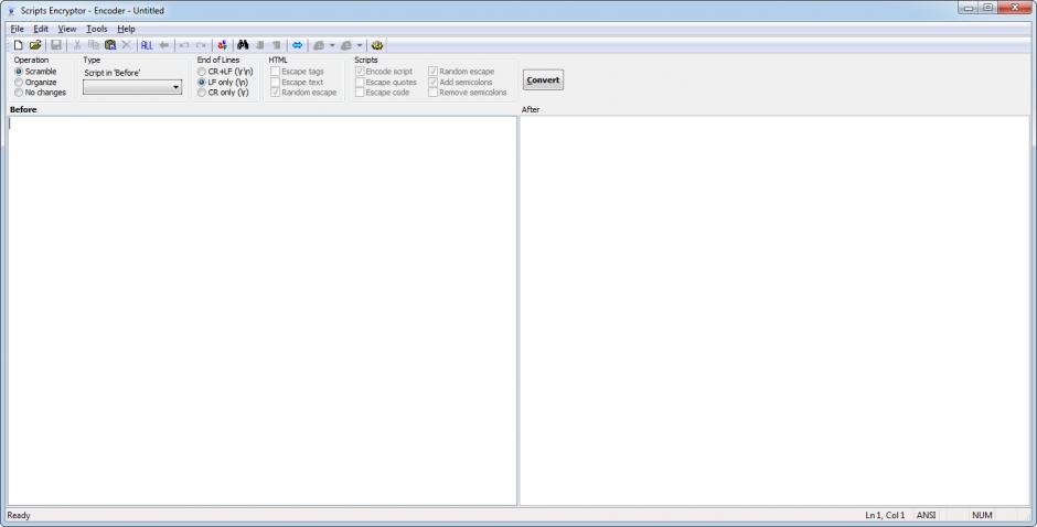 Scripts Encryptor - Encoder main screen