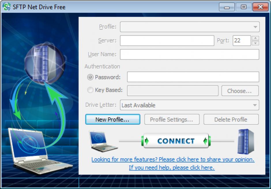 SFTP Net Drive Free main screen