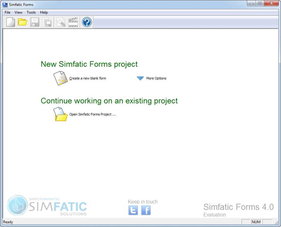 Simfatic Forms main screen