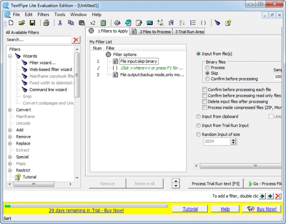 TextPipe Lite main screen