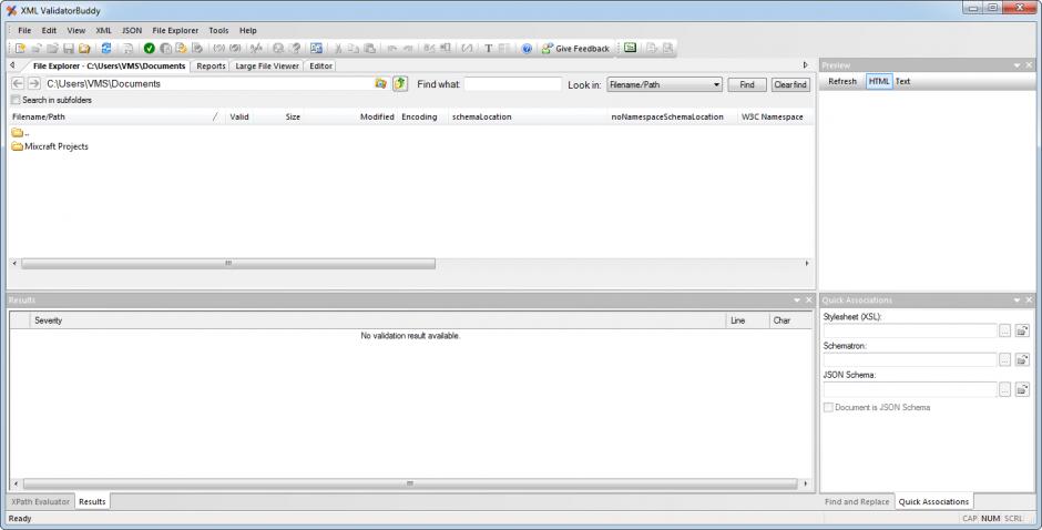 XML ValidatorBuddy main screen