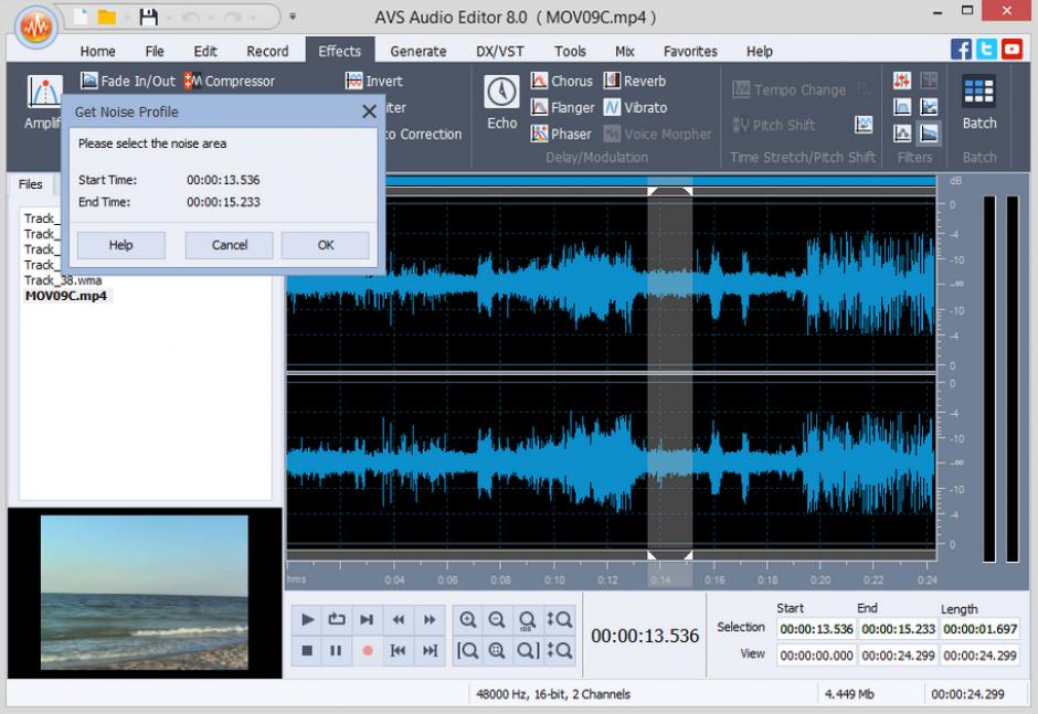 AVS Audio Editor main screen