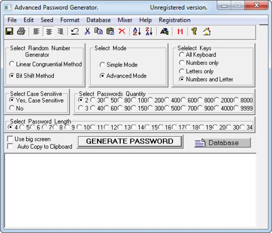 screenshot of program