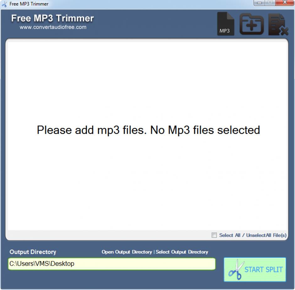 Free MP3 Trimmer main screen