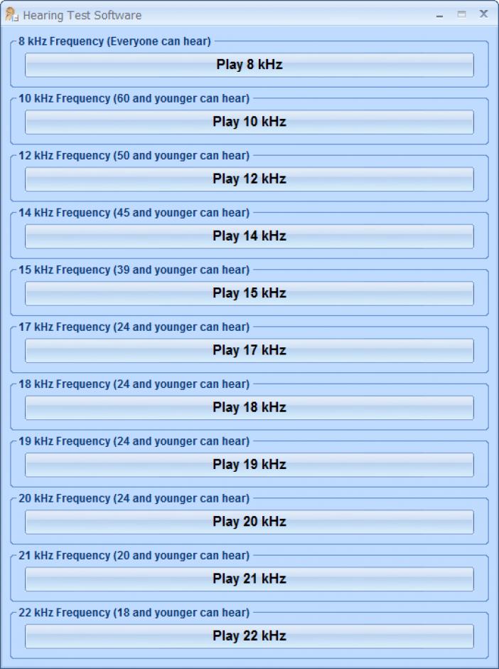 Hearing Test Software main screen