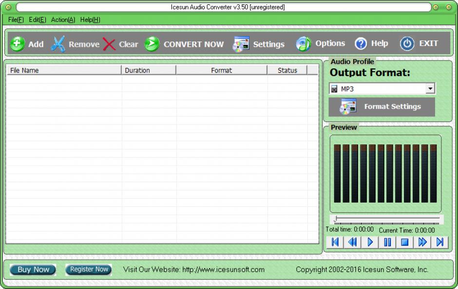 Icesun Audio Converter main screen