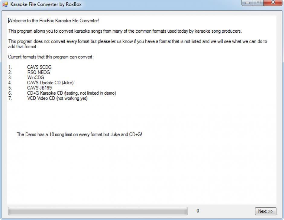 Karaoke File Converter main screen