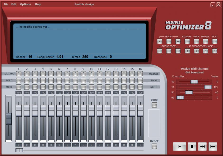 Midifile Optimizer main screen