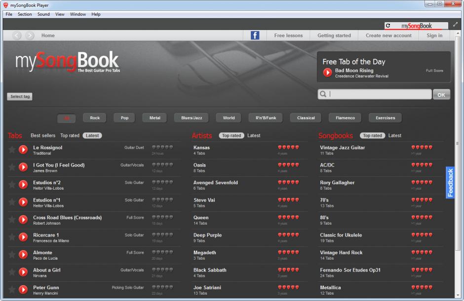 mySongBook Player main screen