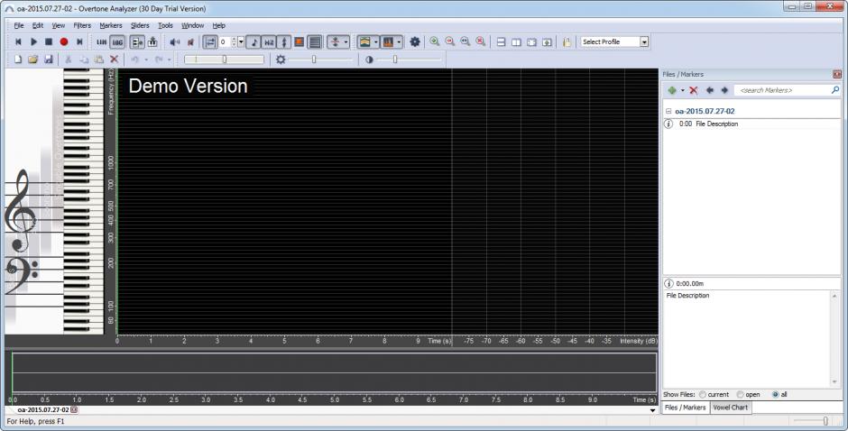 Overtone Analyzer Premium main screen