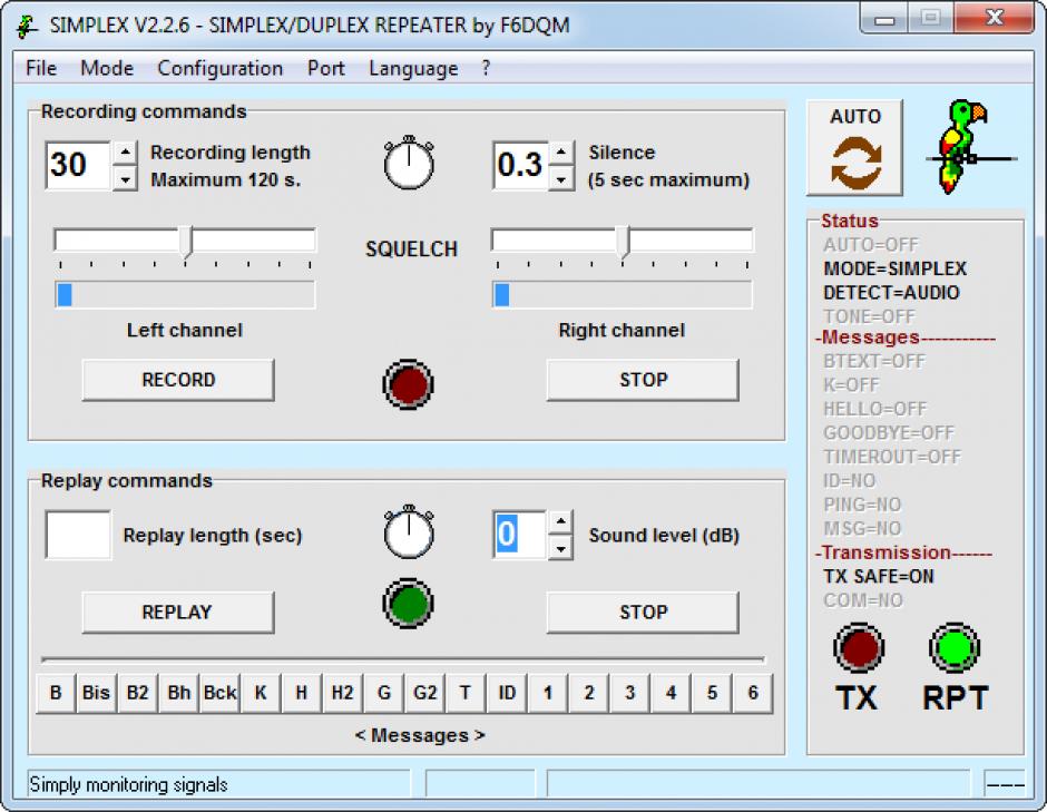 SIMPLEX main screen