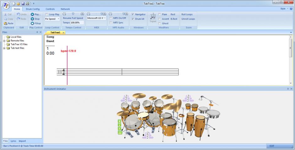 TabTrax main screen