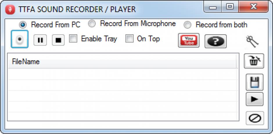 TTFA Voice Recorder main screen