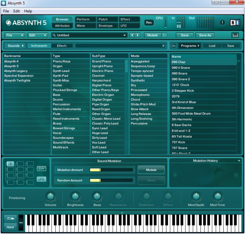 Absynth main screen