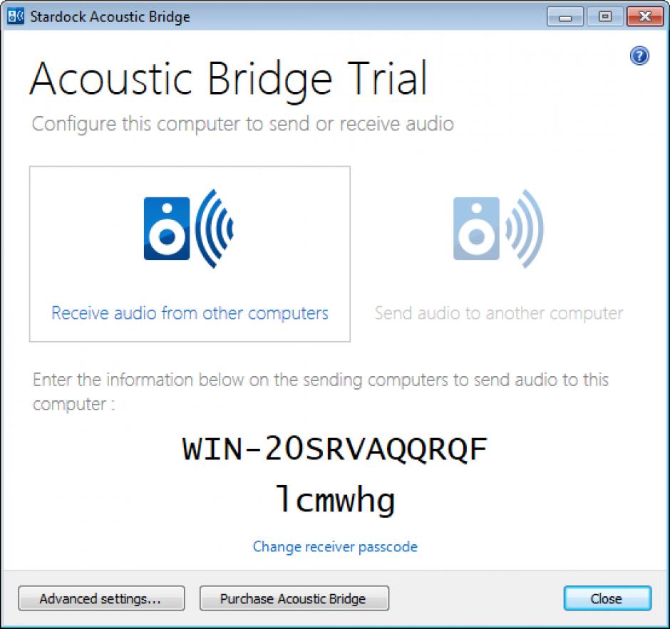Acoustic Bridge main screen