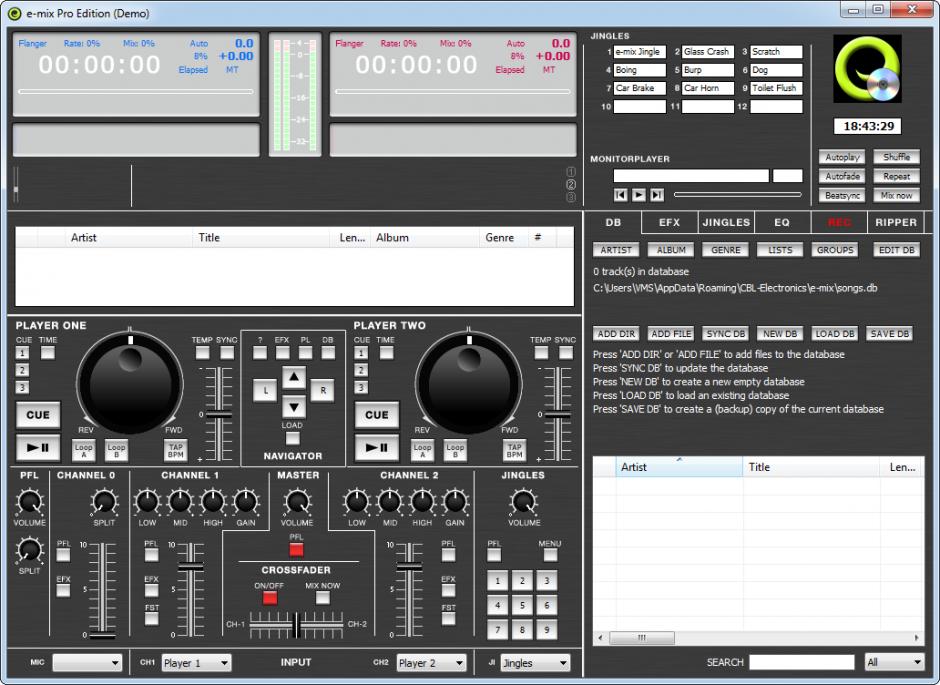 e-mix Pro Edition main screen