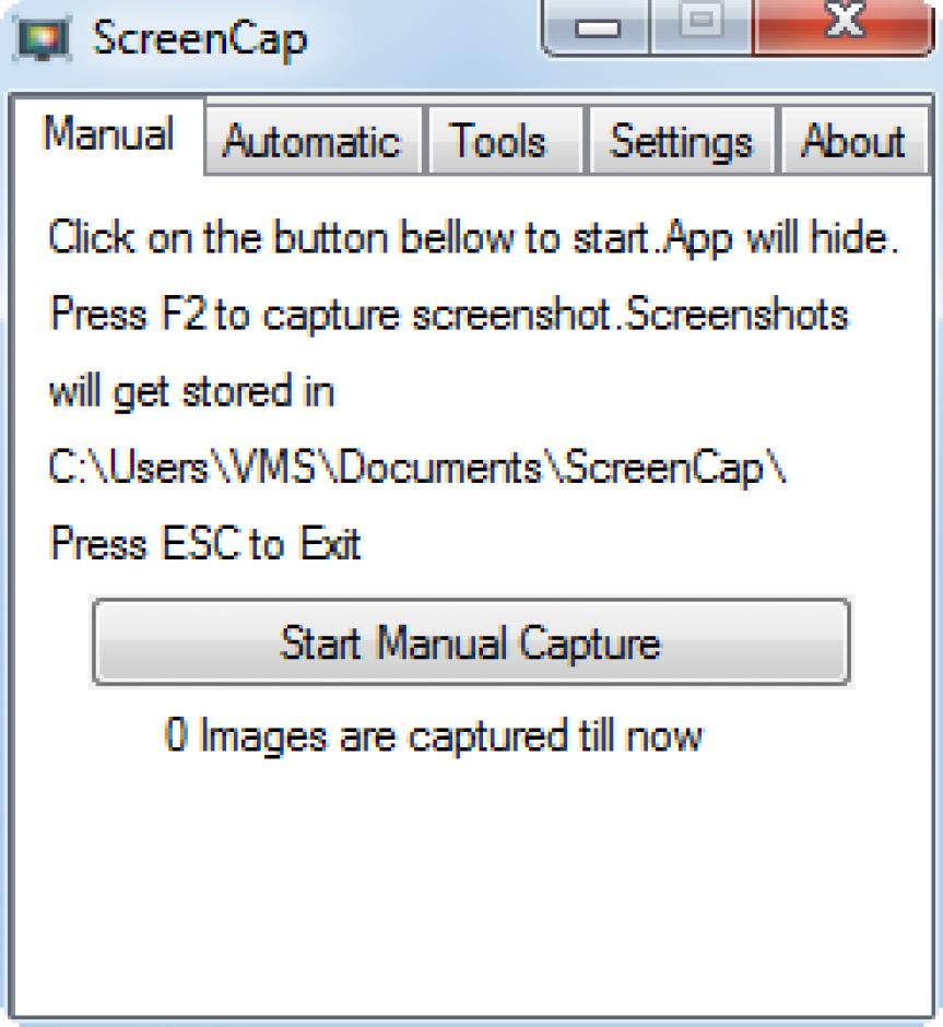 ScreenCap main screen