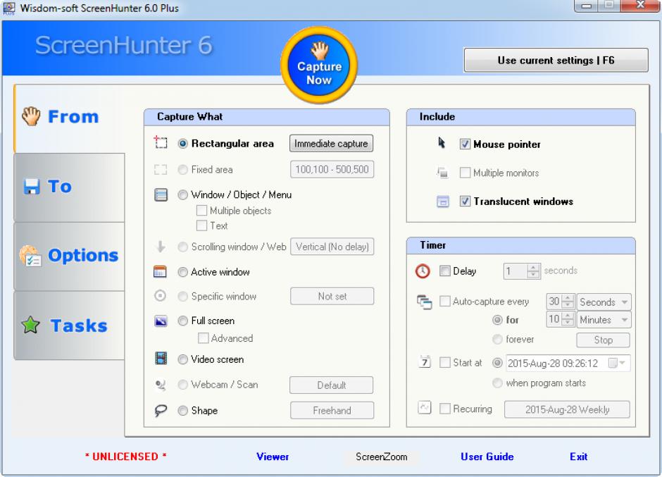 ScreenHunter 6.0 Plus main screen