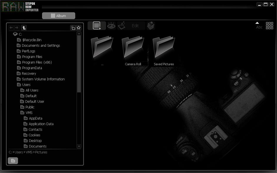 Stepok RAW Importer main screen