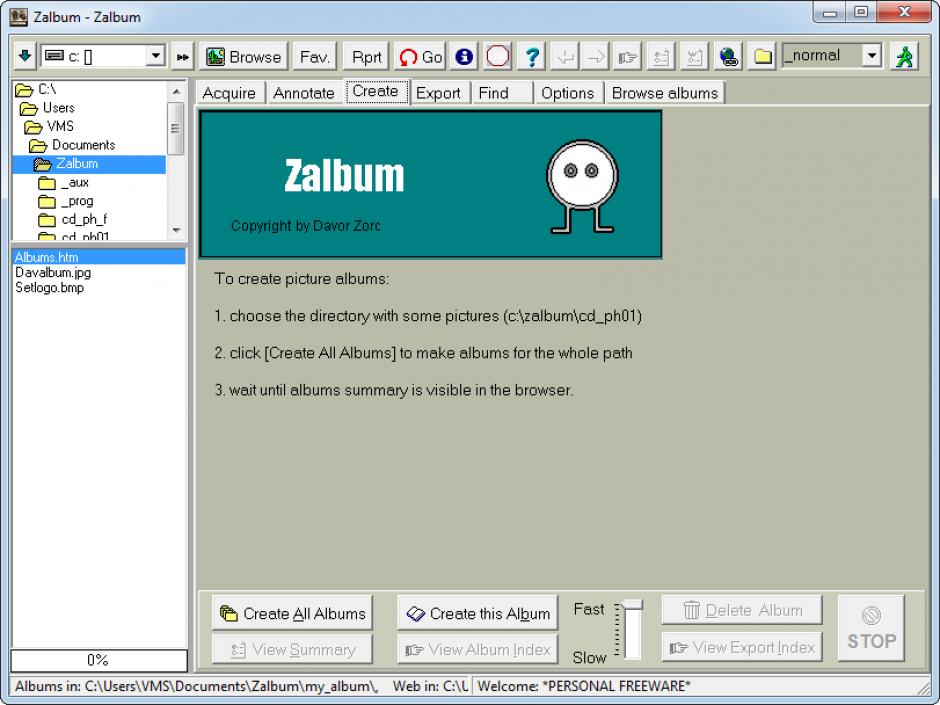 ZALBUM main screen