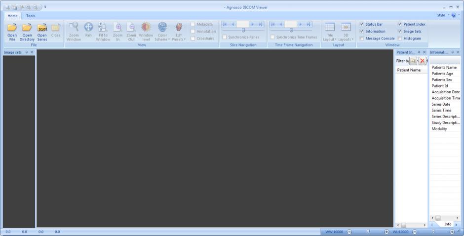 Agnosco DICOM Viewer main screen