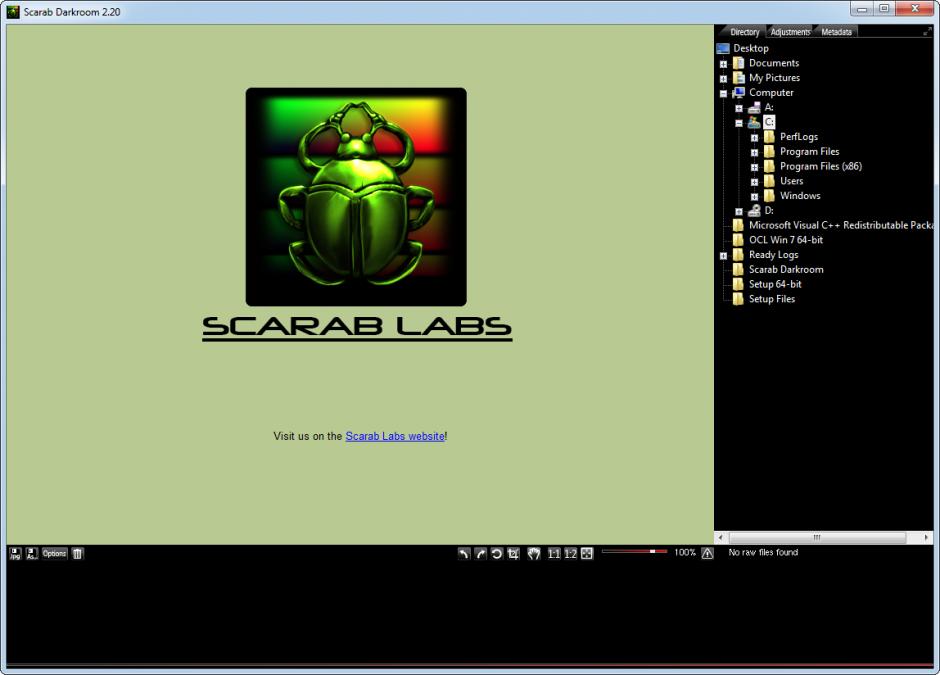 Scarab Darkroom main screen