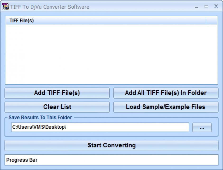 TIFF To DjVu Converter main screen